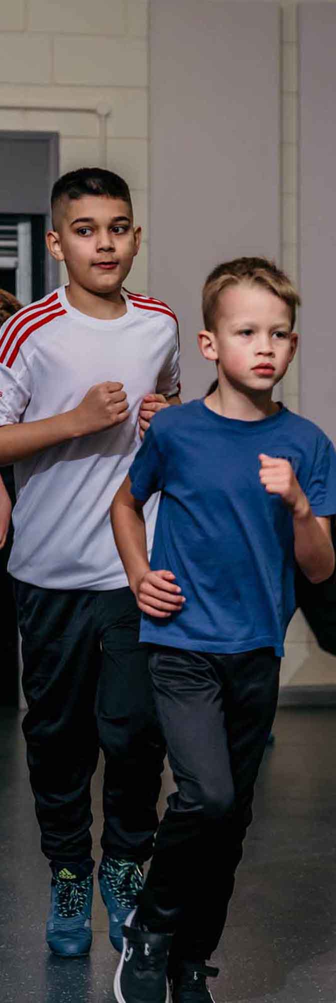 Boxing Academy pupils doing a running exercise Boxing Academy pupils doing a running exercise